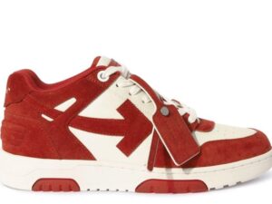 OFF-WHITE OUT OF OFFICE "OOO" LOW TOPS BRICK RED WHITE SUEDE