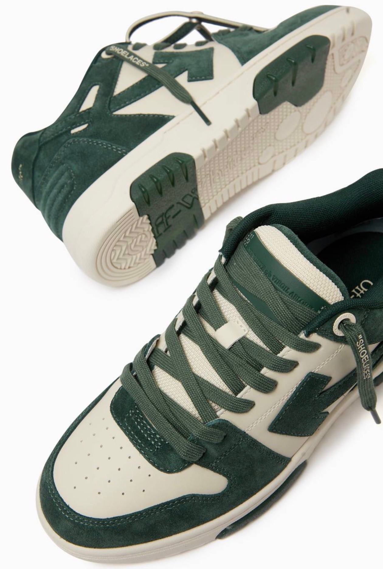 OFF-WHITE OUT OF OFFICE OOO LOW TOPS JET GREEN ECRU SUEDE (M) - Image 2