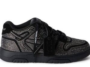 OFF-WHITE OUT OF OFFICE OOO LOW TOPS STRASS CRYSTAL EMBELLISHED BLACK