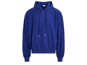 OFF-WHITE TERRY HOODED SWEATSHIRT BLUE