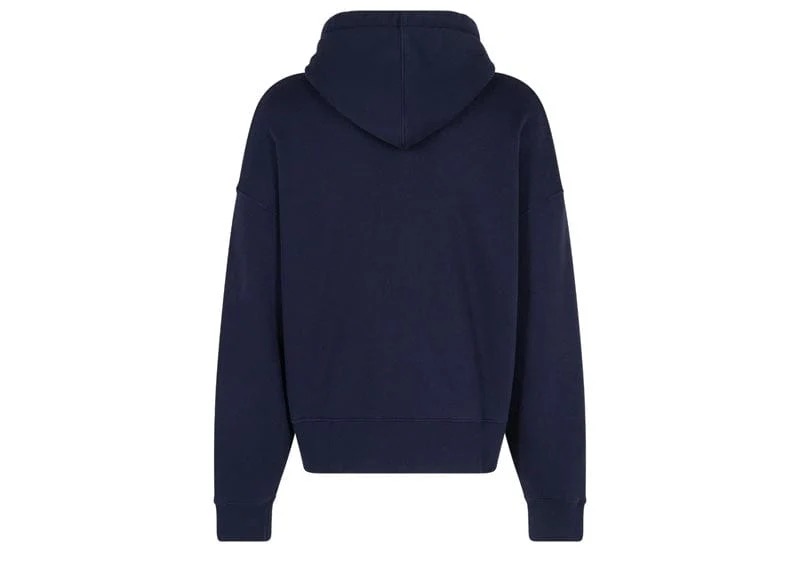 PALM ANGELS BEAR PRINT SPRAYED LOGO HOODIE NAVY BLUE/BROWN - Image 2