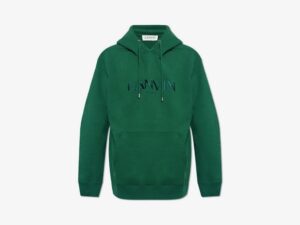 LANVIN LOGO EMBROIDERED HOODIE GREEN