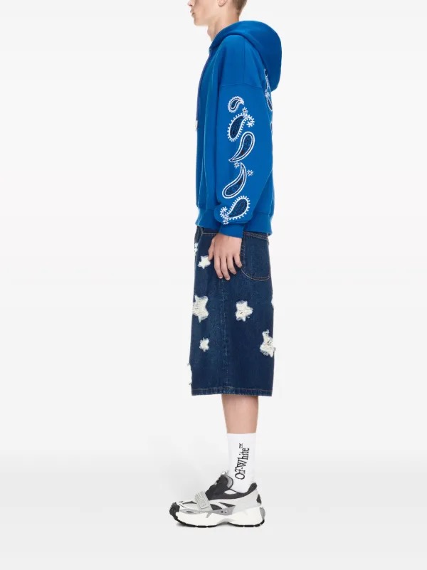 OFF-WHITE C/O VIRGIL ABLOH BANDANA-EMBROIDERED DRAWSTRING HOODIE - Image 3