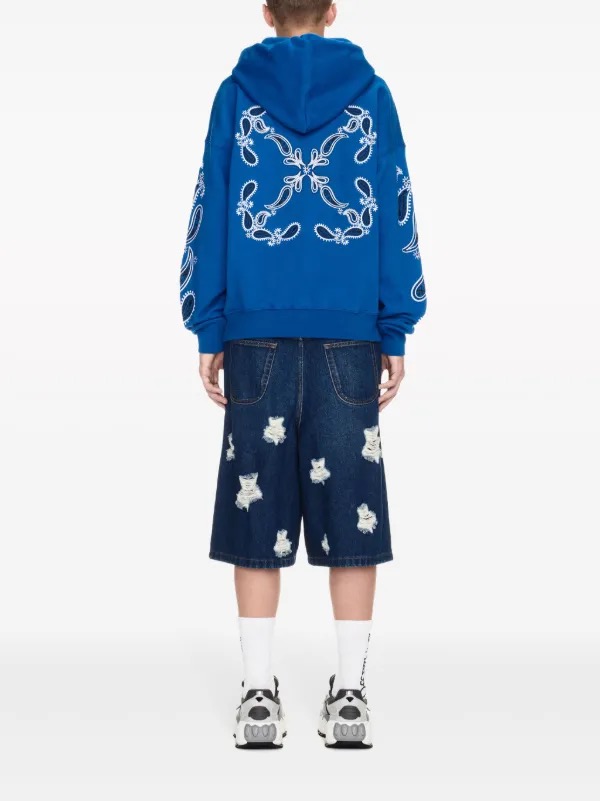 OFF-WHITE C/O VIRGIL ABLOH BANDANA-EMBROIDERED DRAWSTRING HOODIE - Image 2