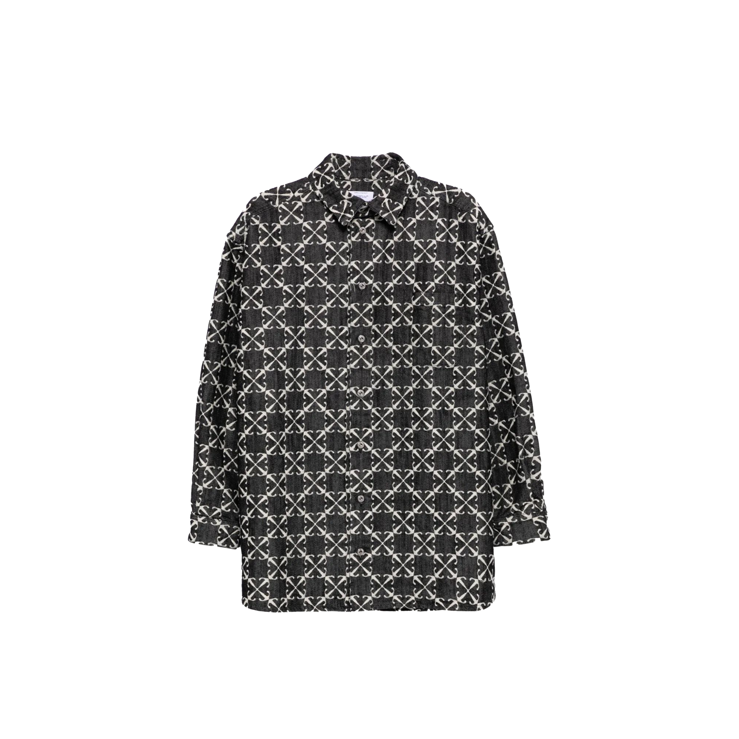 OFF-WHITE LOGO-MONOGRAM DENIM SHIRT RAW BLUE