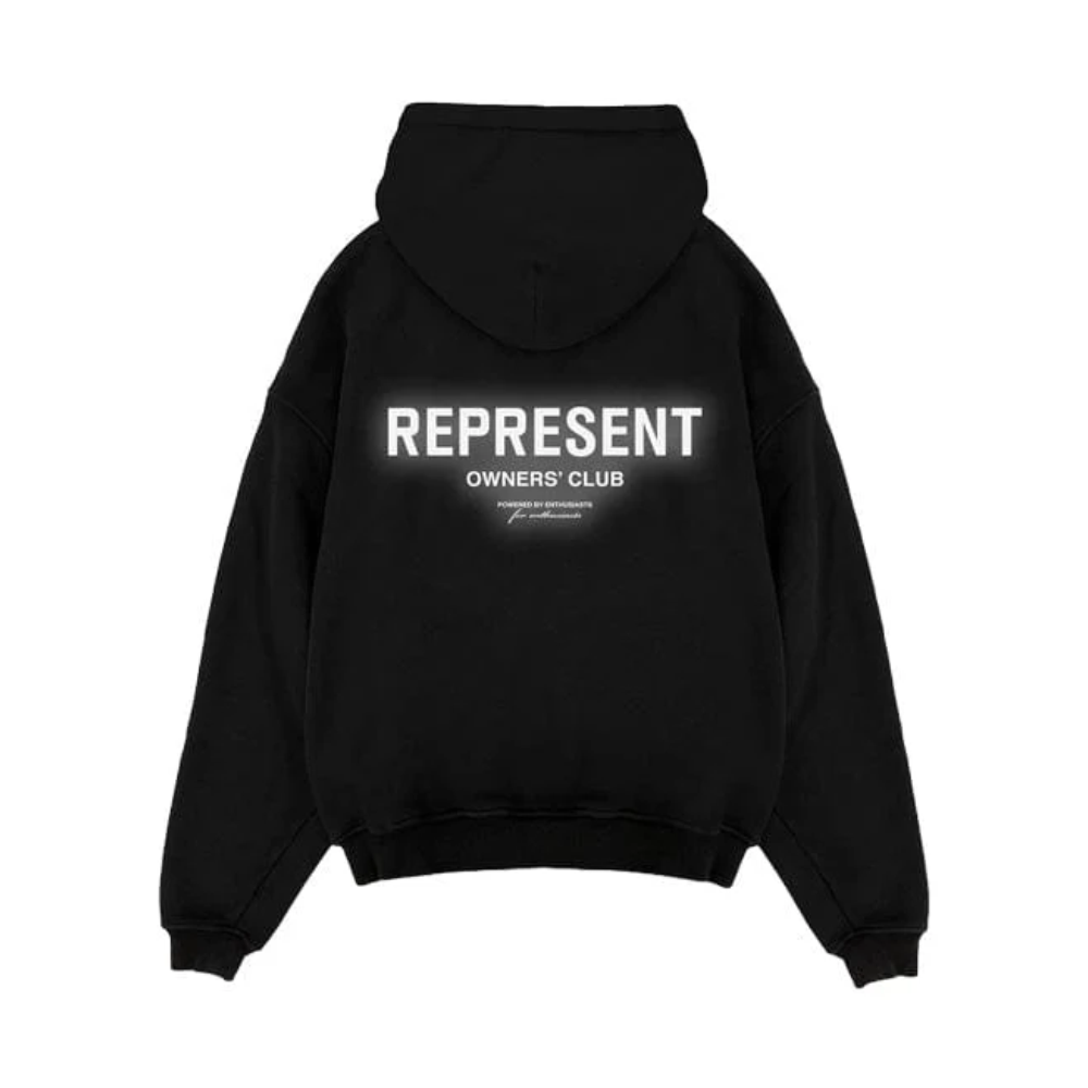 Represent Owners Club Reflective Hoodie 'Black' - Image 2